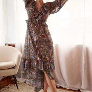 Anthropologie Floral Tunic Dress, Color: Green Floral Pattern, Size: M